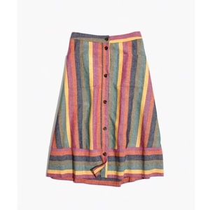 BNWT Madewell Rainbow Stripe Midi Skirt